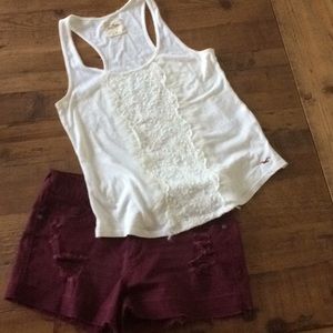 Hollister racerback lace and fringe tank size M